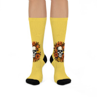 Skull And Flowers Crew Socks | Artistshot