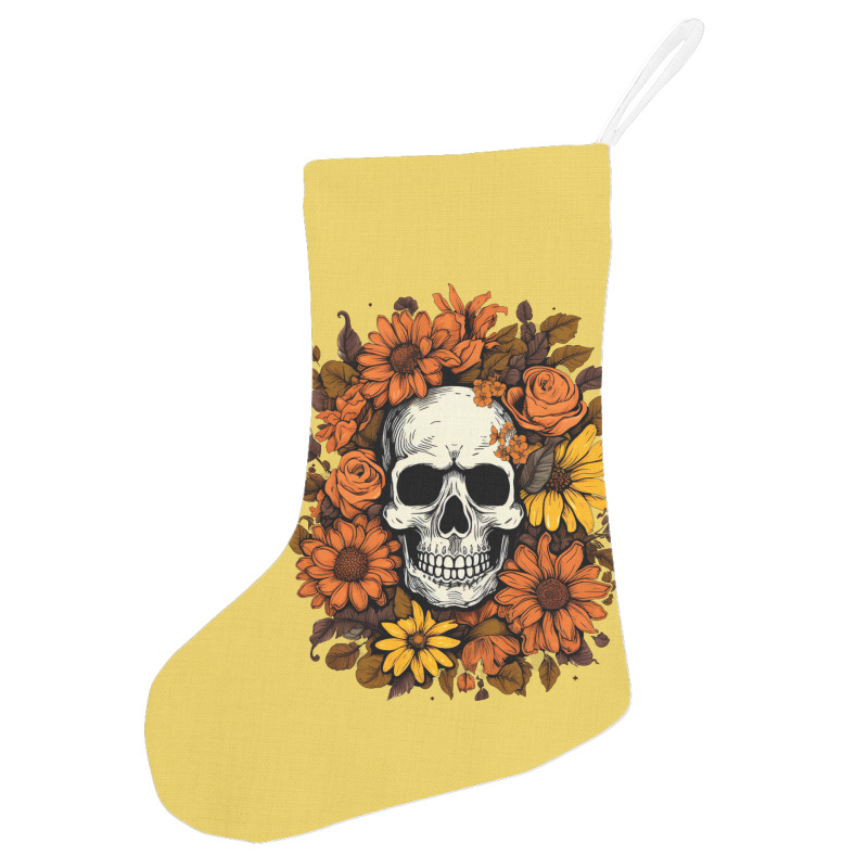 Skull And Flowers Holiday Stocking | Artistshot