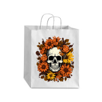 Skull And Flowers Debie Paper Bag - 10 X 5 X 13 | Artistshot