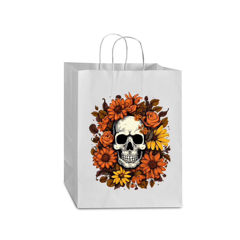 Skull And Flowers Mart Paper Bag -13 X 7 X 17 | Artistshot