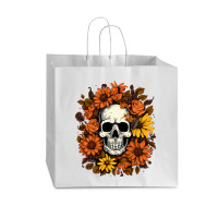 Skull And Flowers Vogue Paper Bag - 16 X 6 X 12 | Artistshot