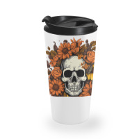 Skull And Flowers Travel Mug | Artistshot