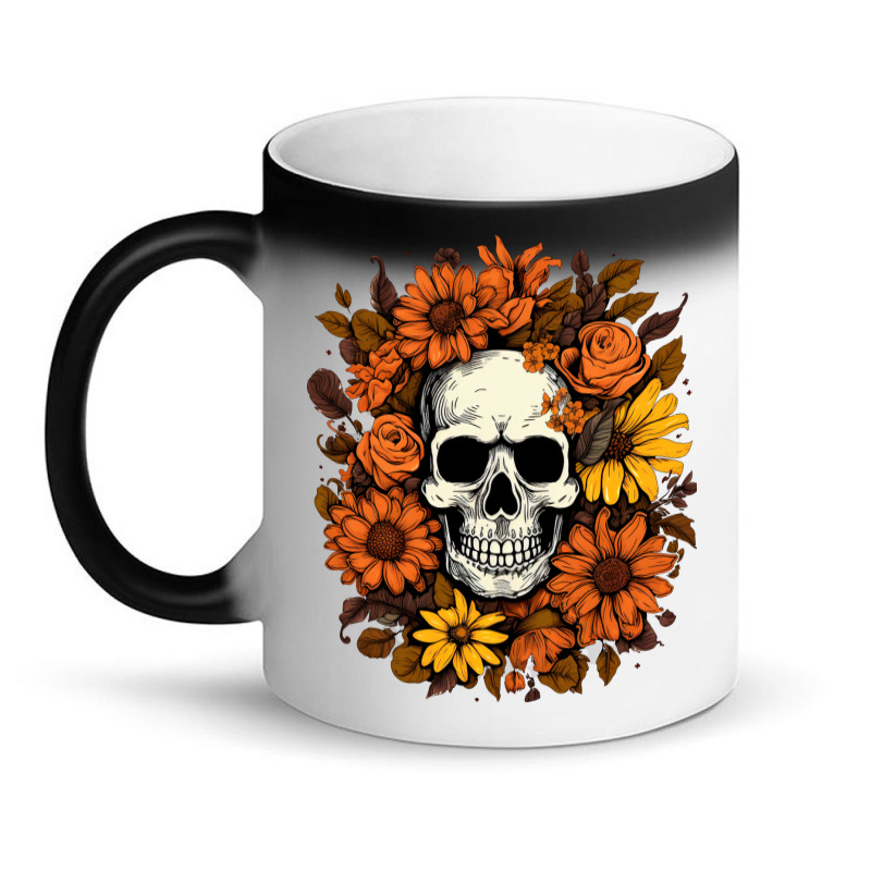 Skull And Flowers Magic Mug | Artistshot