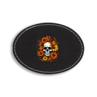 Skull And Flowers Oval Leatherette Patch | Artistshot