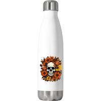 Skull And Flowers Stainless Steel Water Bottle | Artistshot