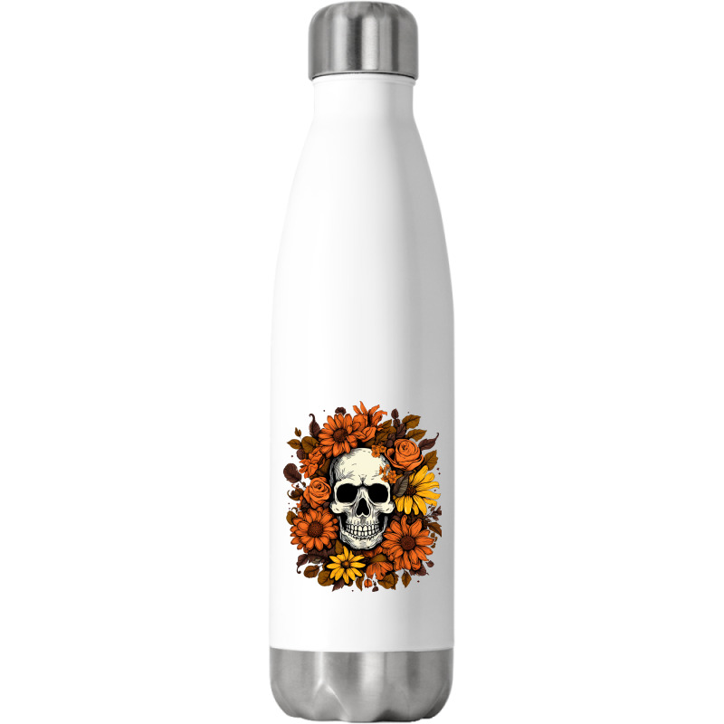 Skull And Flowers Stainless Steel Water Bottle | Artistshot