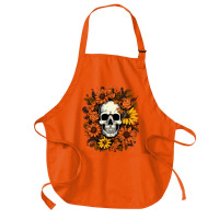 Skull And Flowers Medium-length Apron | Artistshot