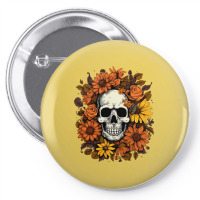 Skull And Flowers Pin-back Button | Artistshot