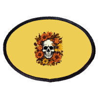 Skull And Flowers Oval Patch | Artistshot