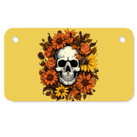 Skull And Flowers Motorcycle License Plate | Artistshot