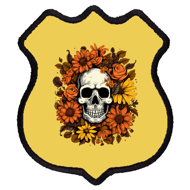 Skull And Flowers Shield Patch | Artistshot