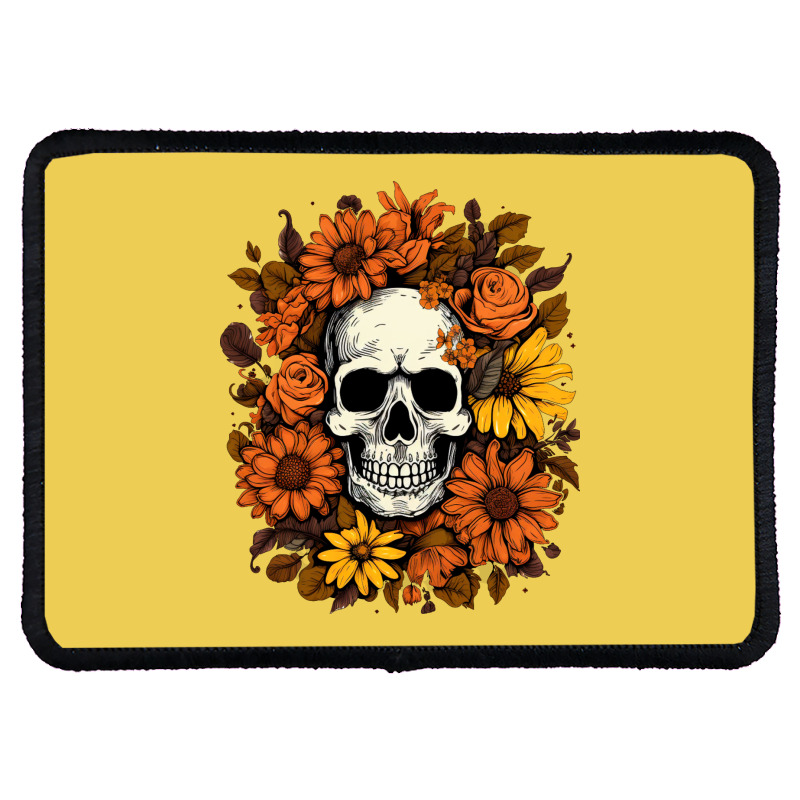 Skull And Flowers Rectangle Patch | Artistshot