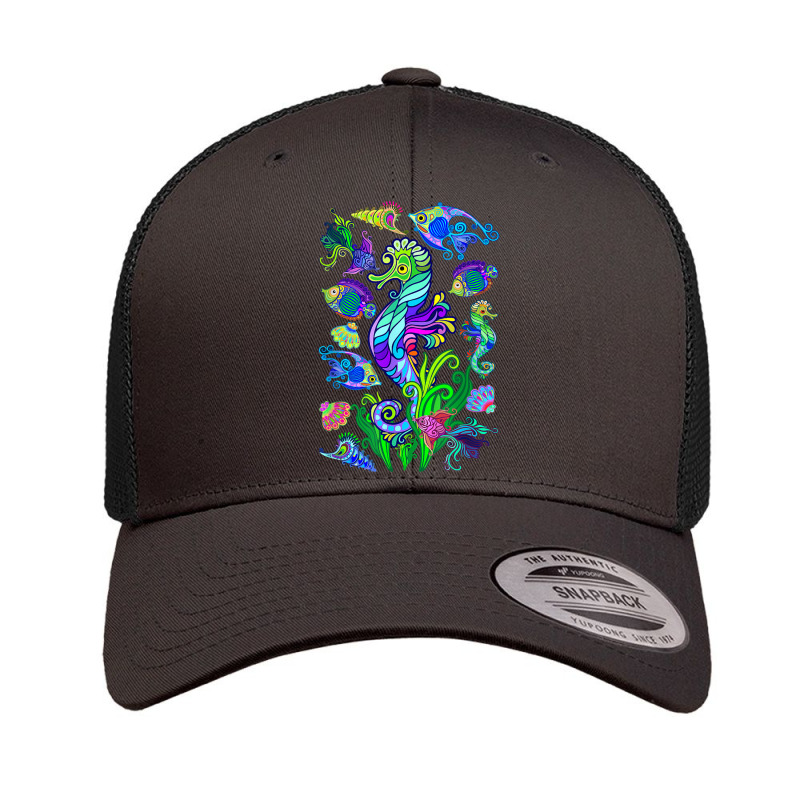 Marine Biologist Ocean Life Drawing Seahorse Retro Trucker Cap | Artistshot