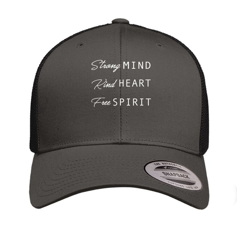 Strong Mind Kind Heart Free Spirt White Type Retro Trucker Cap by Min01 | Artistshot