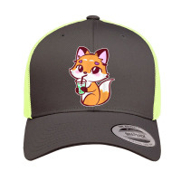 Anime Fox Drinking Bubble Tea Kawaii Retro Trucker Cap | Artistshot