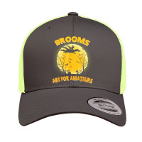 Brooms Are For Amateurs Shirt Witch Riding Dragon Halloween Retro Trucker Cap | Artistshot