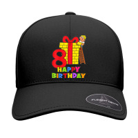 Kids 8 Years Old 8th Birthday Construction Worker Boy Children's Birth Seamless Cap | Artistshot