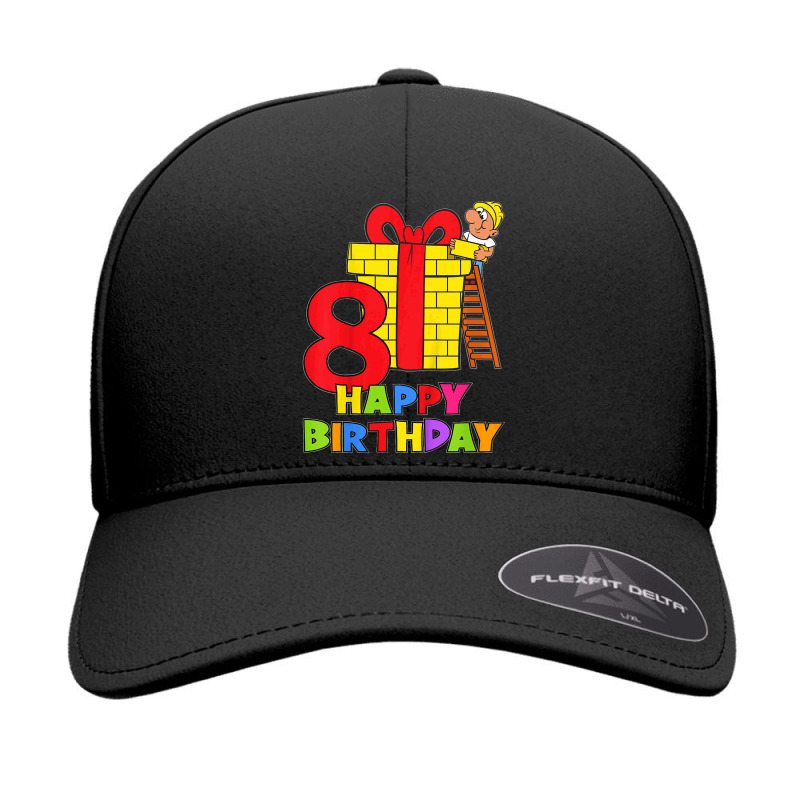 Kids 8 Years Old 8th Birthday Construction Worker Boy Children's Birth Seamless Cap | Artistshot