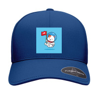 Funny Happy Flying Cute Cat With A White Space Suit Rising A Red Skele Seamless Cap | Artistshot