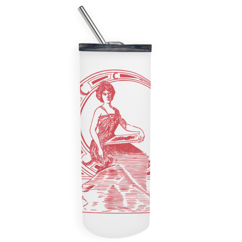 Lady Sitting On Crescent Moon Skinny Tumbler | Artistshot