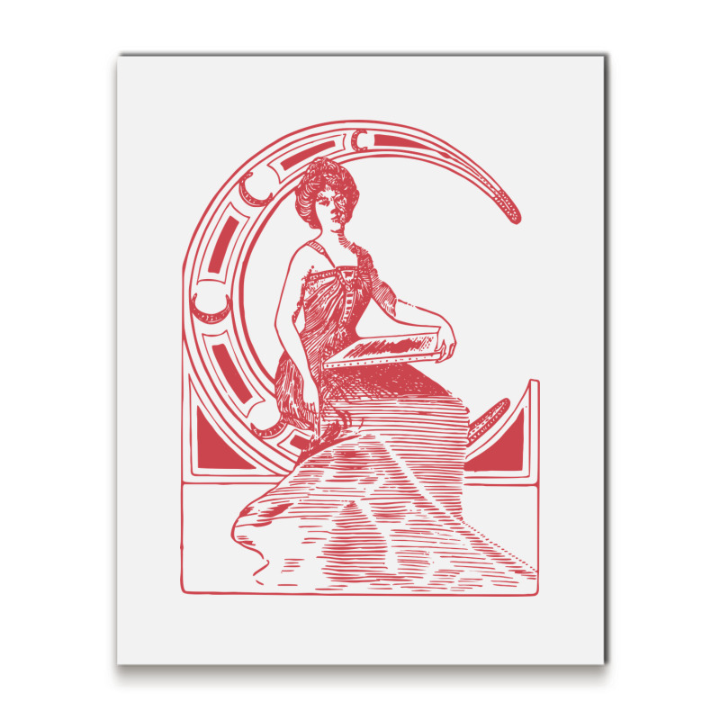 Lady Sitting On Crescent Moon Metal Print Vertical | Artistshot