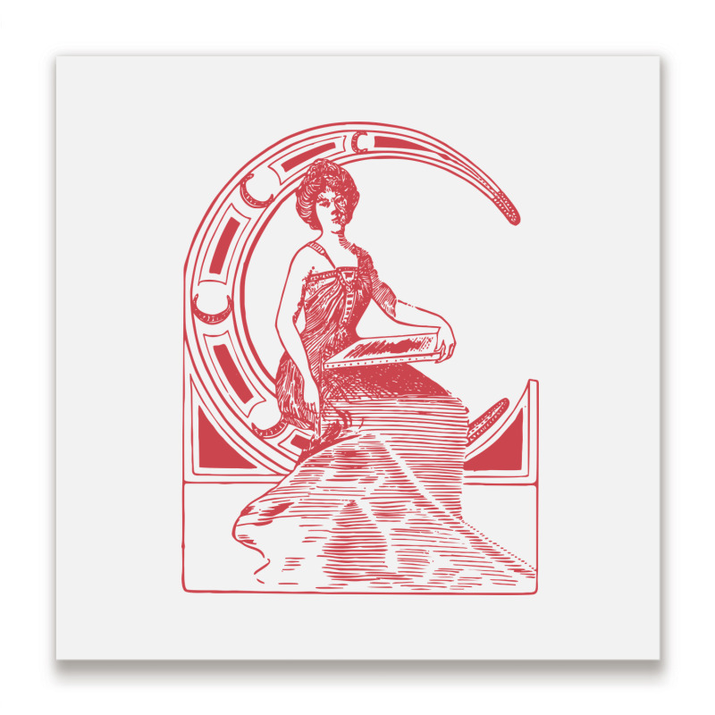 Lady Sitting On Crescent Moon Metal Print Square | Artistshot