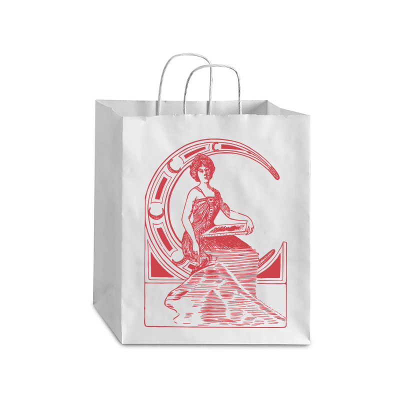 Lady Sitting On Crescent Moon Debie Paper Bag - 10 X 5 X 13 | Artistshot