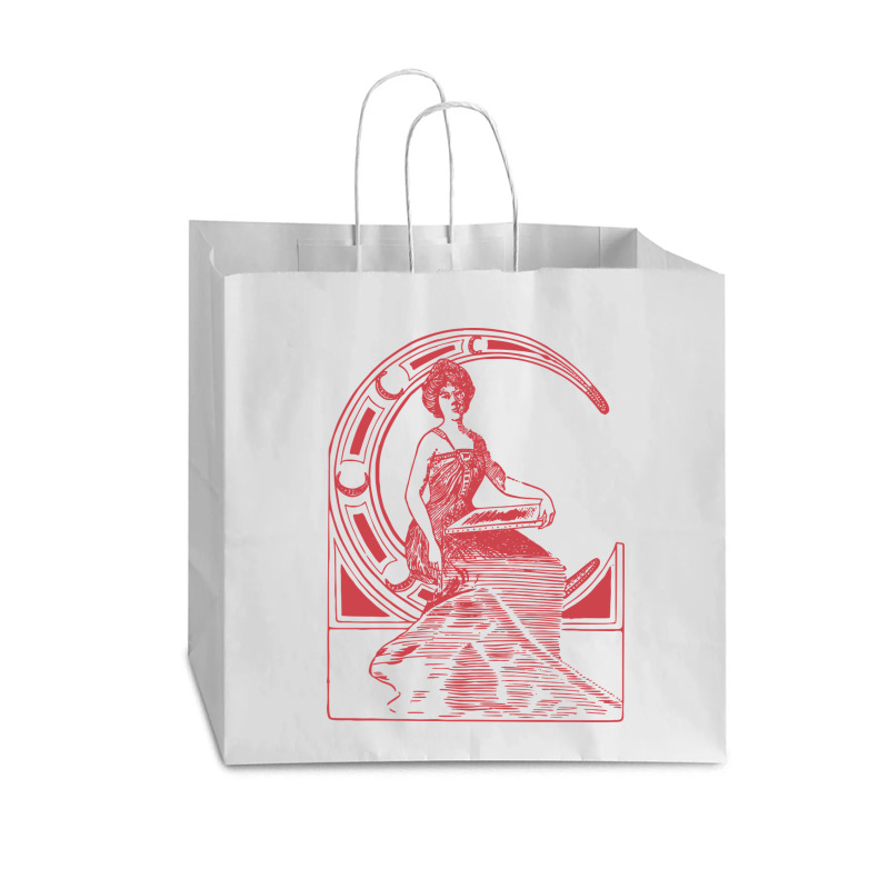 Lady Sitting On Crescent Moon Vogue Paper Bag - 16 X 6 X 12 | Artistshot