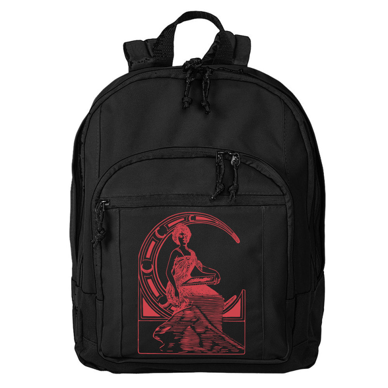 Lady Sitting On Crescent Moon Basic Backpack | Artistshot