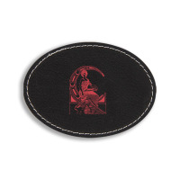 Lady Sitting On Crescent Moon Oval Leatherette Patch | Artistshot