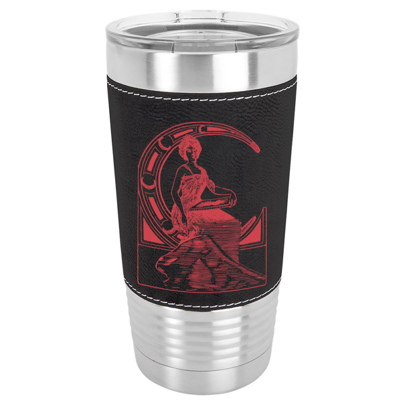 Lady Sitting On Crescent Moon Leatherette Tumbler | Artistshot