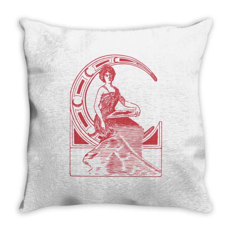 Lady Sitting On Crescent Moon Throw Pillow | Artistshot