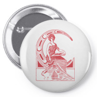 Lady Sitting On Crescent Moon Pin-back Button | Artistshot