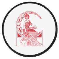 Lady Sitting On Crescent Moon Round Patch | Artistshot