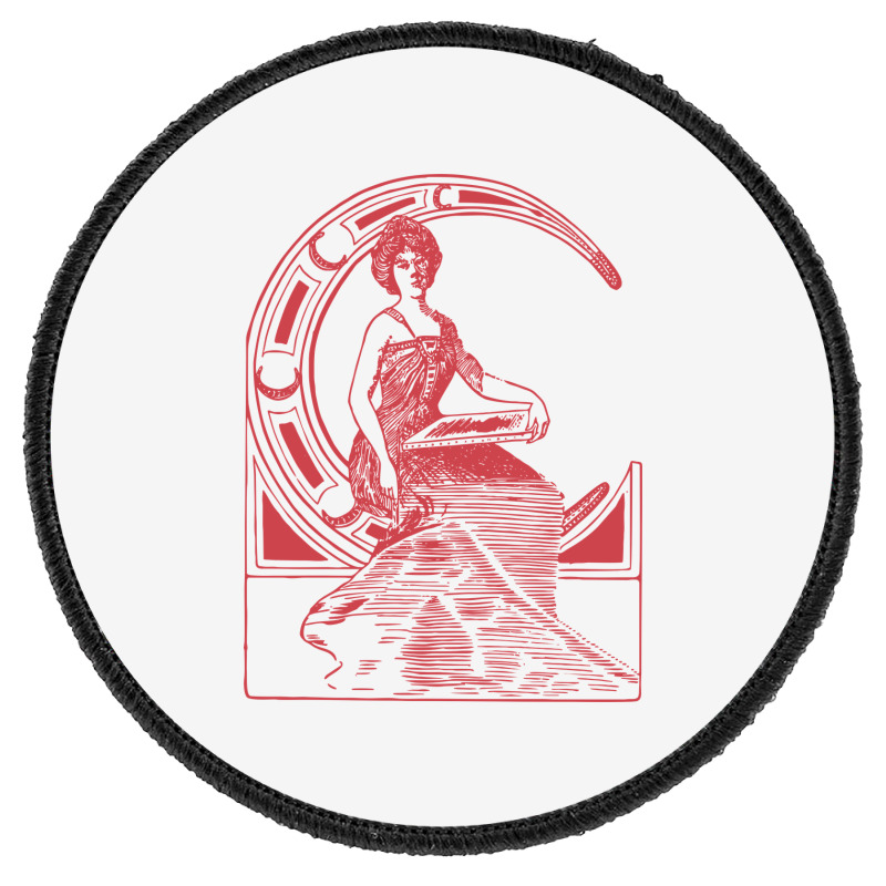 Lady Sitting On Crescent Moon Round Patch | Artistshot