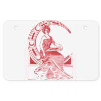 Lady Sitting On Crescent Moon Atv License Plate | Artistshot