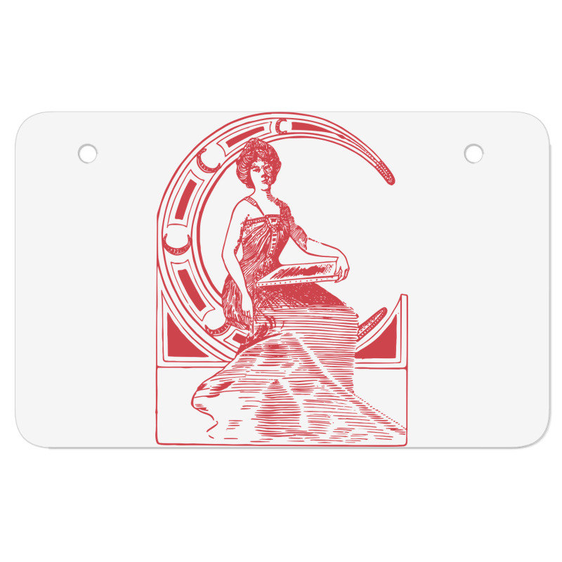 Lady Sitting On Crescent Moon Atv License Plate | Artistshot