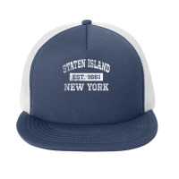 Staten Island New York T Est. 1661 Distressed Foam Snapback Hat | Artistshot