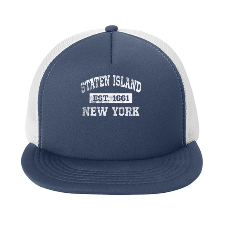 Staten Island New York T Est. 1661 Distressed Foam Snapback hat by trokeryth | Artistshot