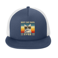 Best Cat Papa Ever  Vintage Retro Cat Dad Father Day Foam Snapback Hat | Artistshot