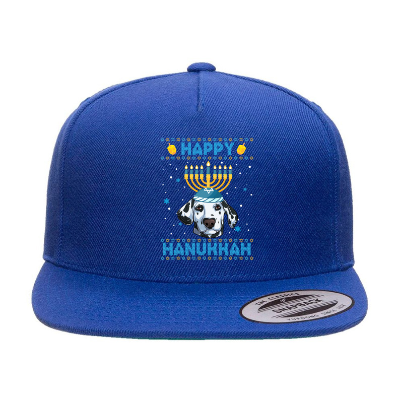 Dalmatian Dog Mens Happy Hanukkah Dalmatian Hanukkah Ugly Sweater Chri 5 panel snapback cap by pester | Artistshot