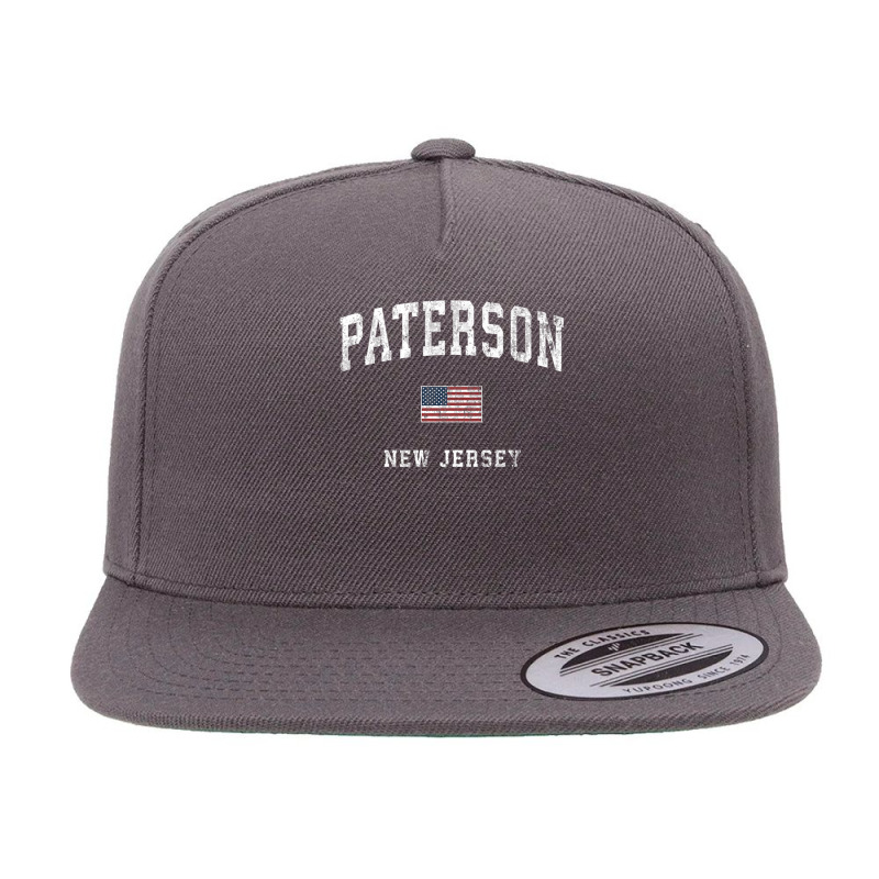 Paterson New Jersey Nj Vintage American Flag Sports Design Premium T S 5 Panel Snapback Cap | Artistshot