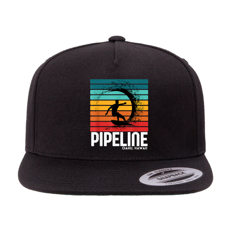 Surf Pipeline Oahu Beach Vintage Retro Surfing T Shirt 5 Panel Snapback Cap | Artistshot