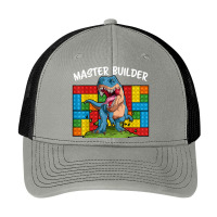 Master Builder Funny Building Blocks T-rex Dinosaur Characters Video G Pa Trucker Cap | Artistshot