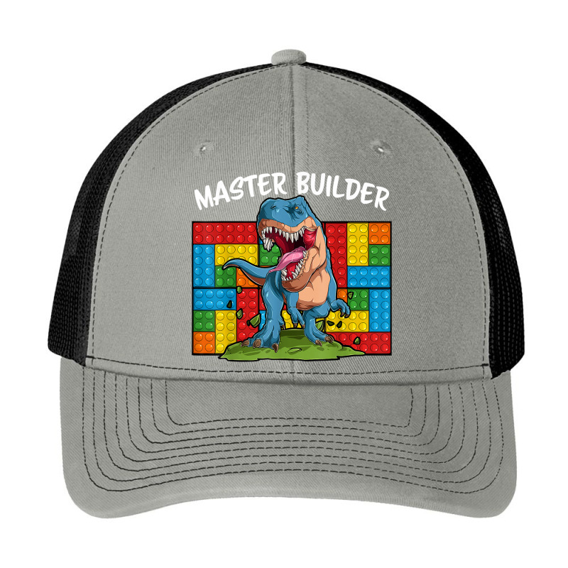 Master Builder Funny Building Blocks T-rex Dinosaur Characters Video G Pa Trucker Cap by JazmineDesign | Artistshot