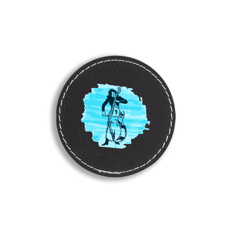 Cellist Woman Round Leatherette Patch | Artistshot