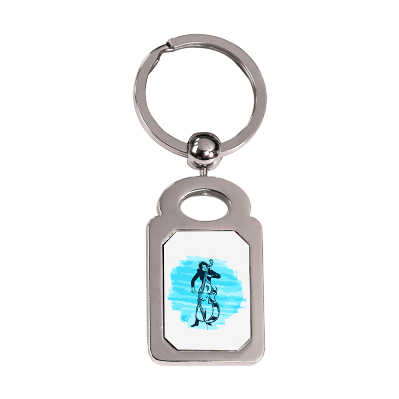 Cellist Woman Silver Rectangle Keychain | Artistshot