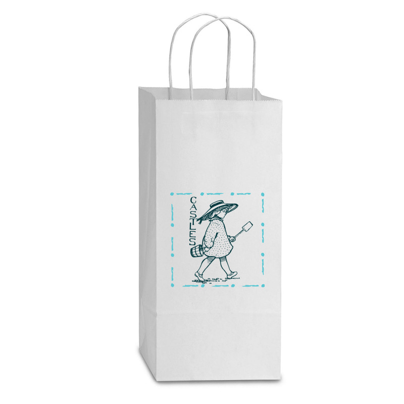 Girl With Sand Bucket Double Wine Paper Bag - 6 1/2 X 3 1/2 X 12 3/8 | Artistshot