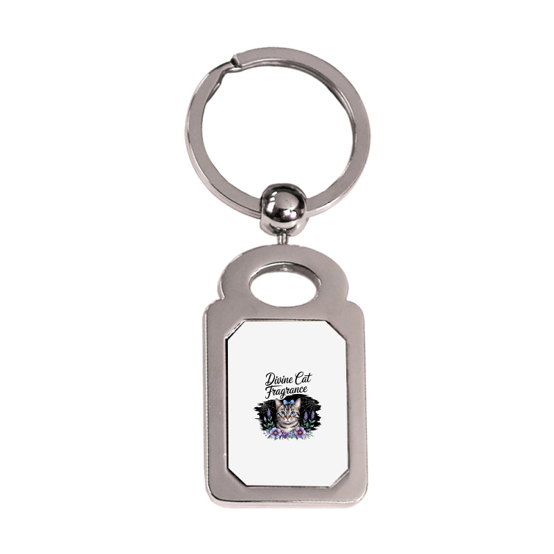 Divine Cat Fragrance Silver Rectangle Keychain | Artistshot