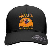 Brooms Are For Amateurs Halloween Witch Riding Flamingo Seamless Cap | Artistshot